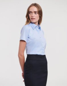 Camisa en espiguilla manga corta mujer