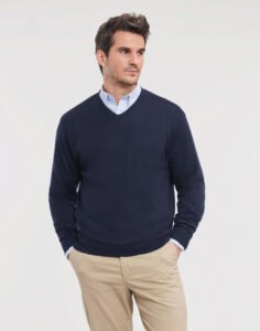 Men’s V-Neck Knitted Pullover — Russell Collection