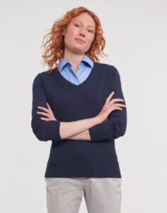 Ladies V-Neck Knitted Pullover — Russell Collection